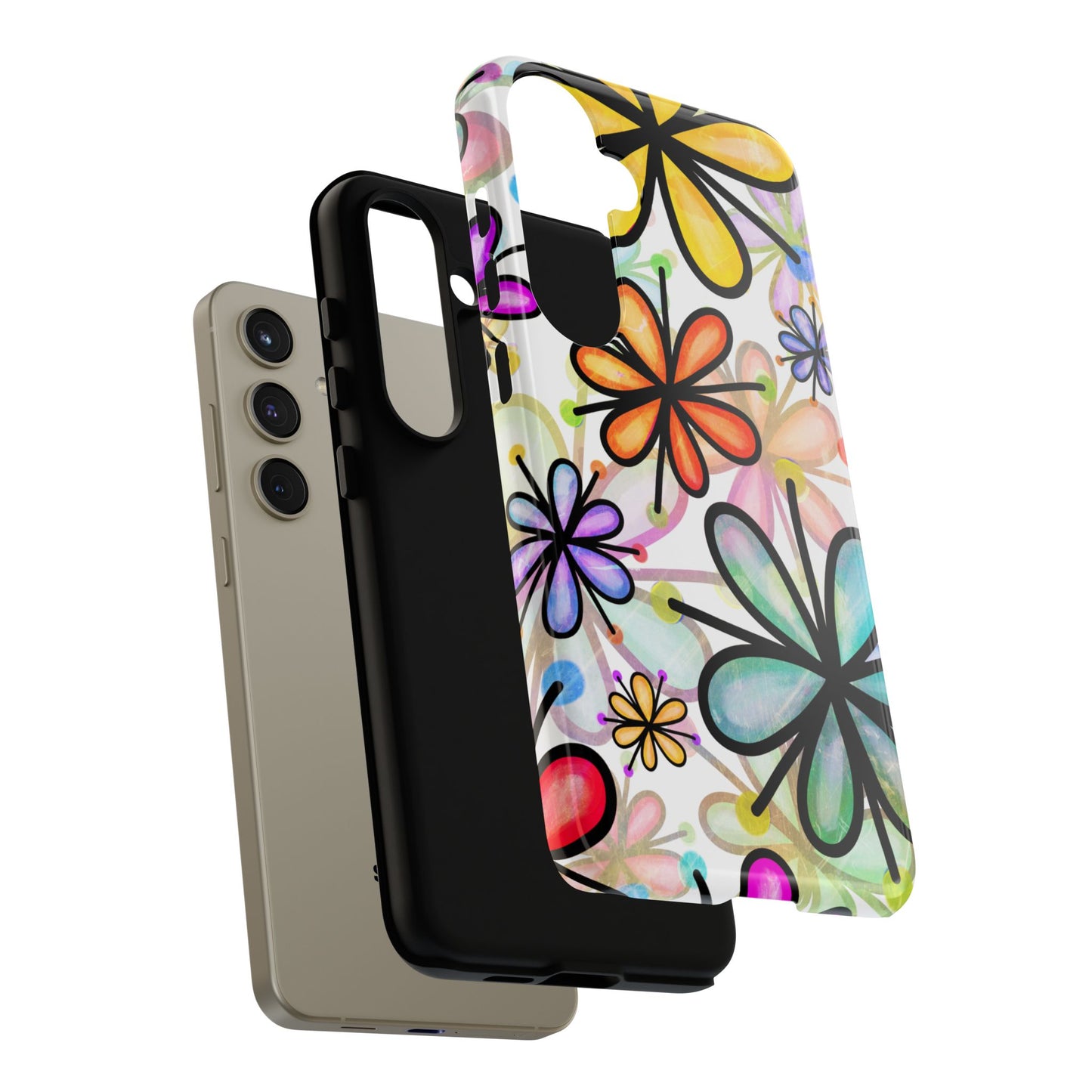 Retro Floral Pop Samsung Galaxy Case – Ultra-Slim Design, High-Gloss Finish