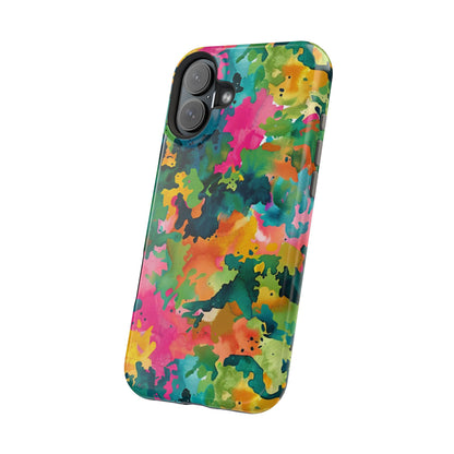 Vibrant Watercolor Splash MagSafe Case – Colorful Abstract Design with MagSafe Compatibility