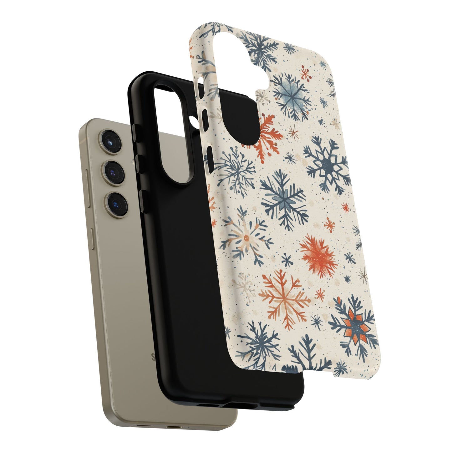 Rustic Orange and Blue Snowflake Pattern – Samsung Galaxy Series Case