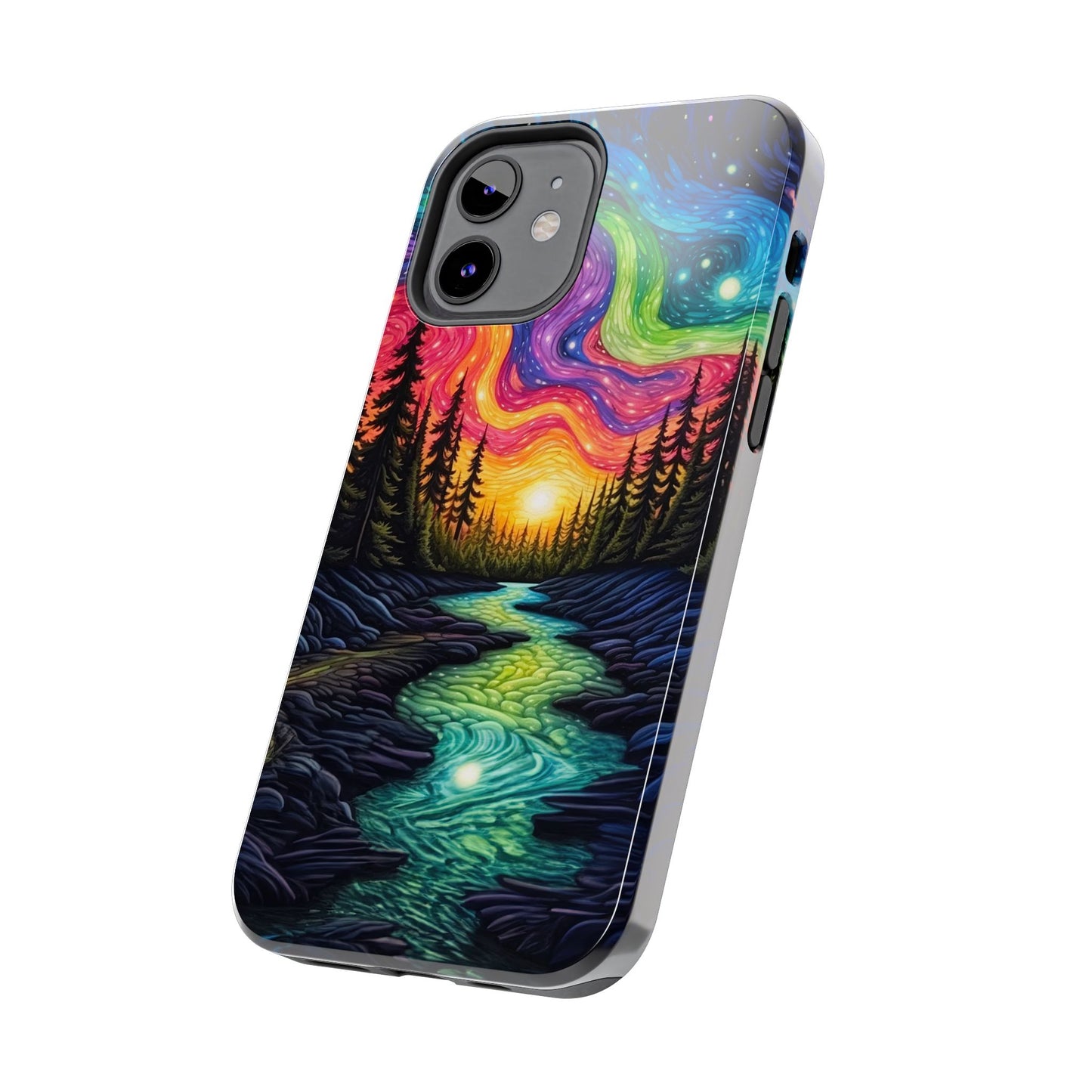 Celestial Nightscape iPhone Case – Vibrant River and Starry Sky Design