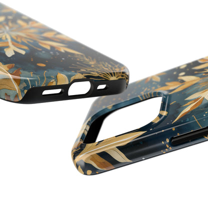 Gold Floral Snowflakes on Midnight Blue - iPhone Series Case