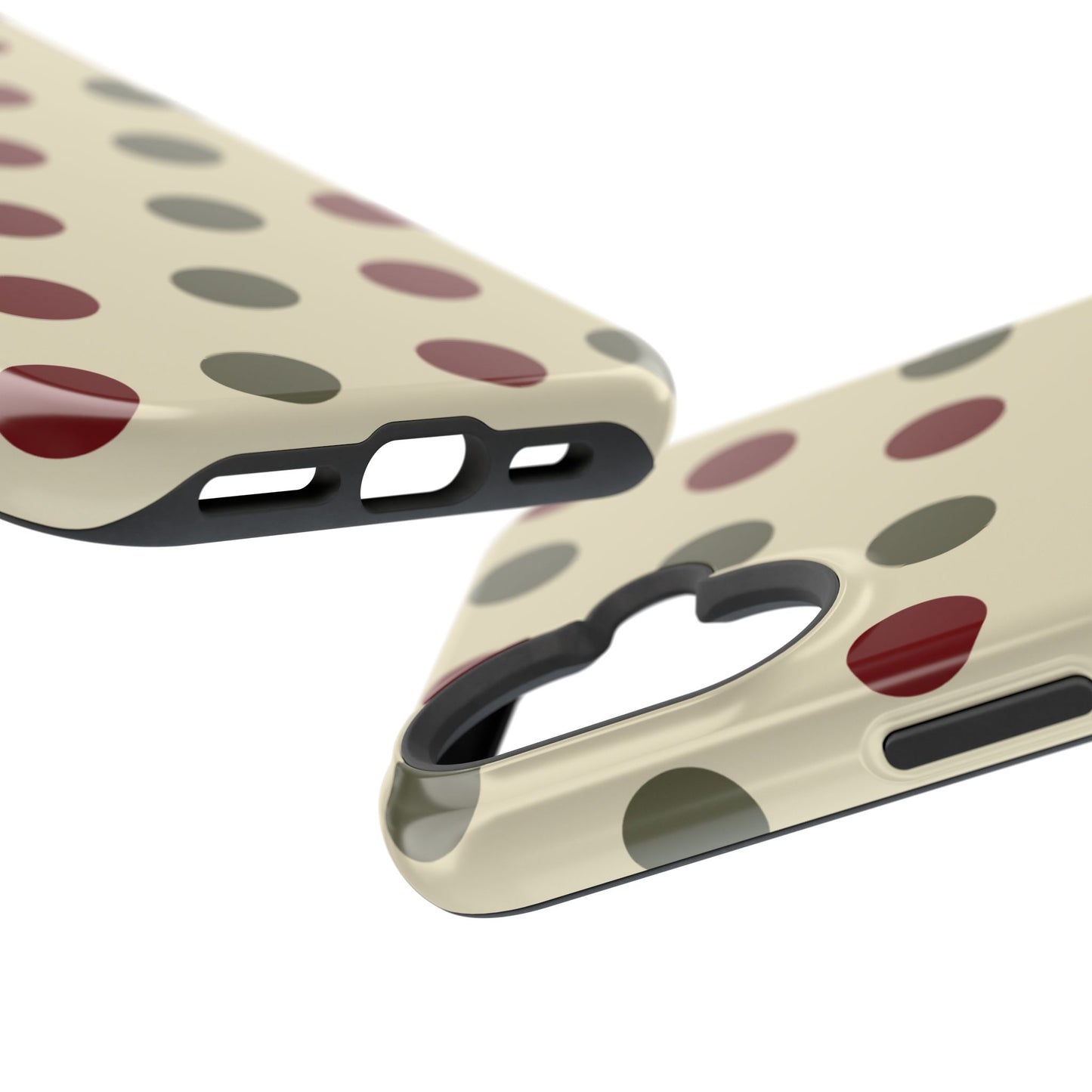 Red & Green Polka Dots on Cream – MagSafe iPhone Case