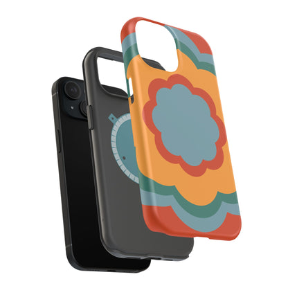 Retro Flower Power MagSafe iPhone Case – Bold 70s-Inspired Design with Dual-Layer Protection