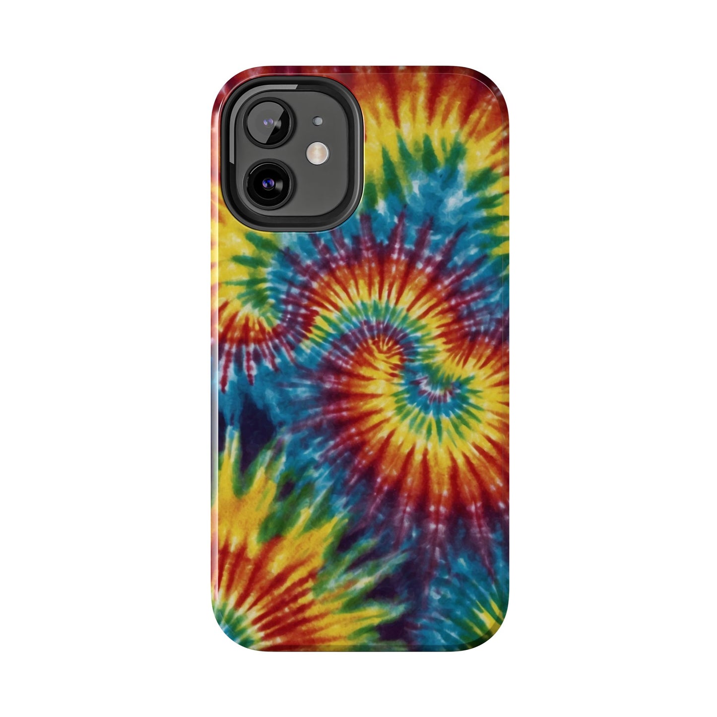 Retro Tie-Dye Swirl iPhone Case – Rainbow Spiral Design