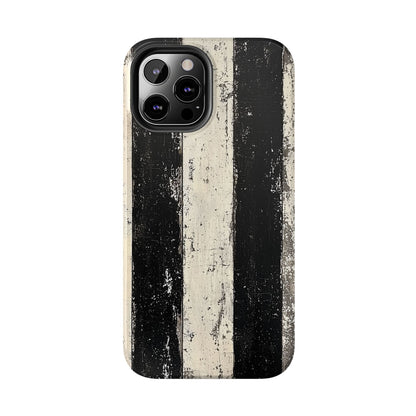 Vintage Vertical Stripe iPhone Case - Black & White Grunge Design - BOGO Cases