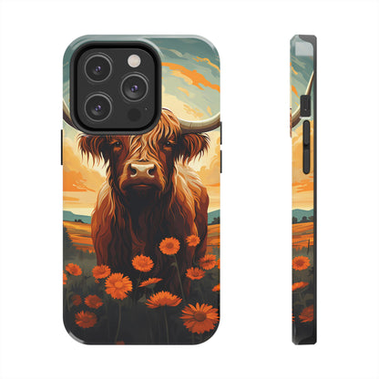 Highland Cow Case | Rustic Farmhouse Floral Design