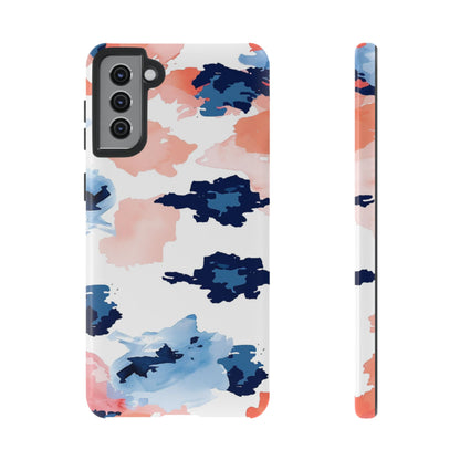 Abstract Coral & Navy Watercolor Design – Samsung Galaxy Case