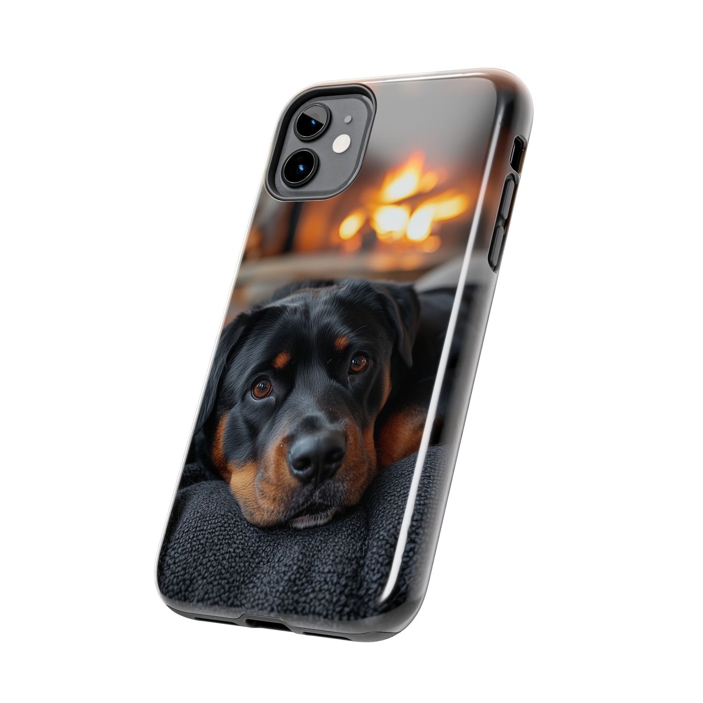 Warm Rottweiler by the Fireplace Samsung Galaxy Case – Rustic Charm for Dog Lovers