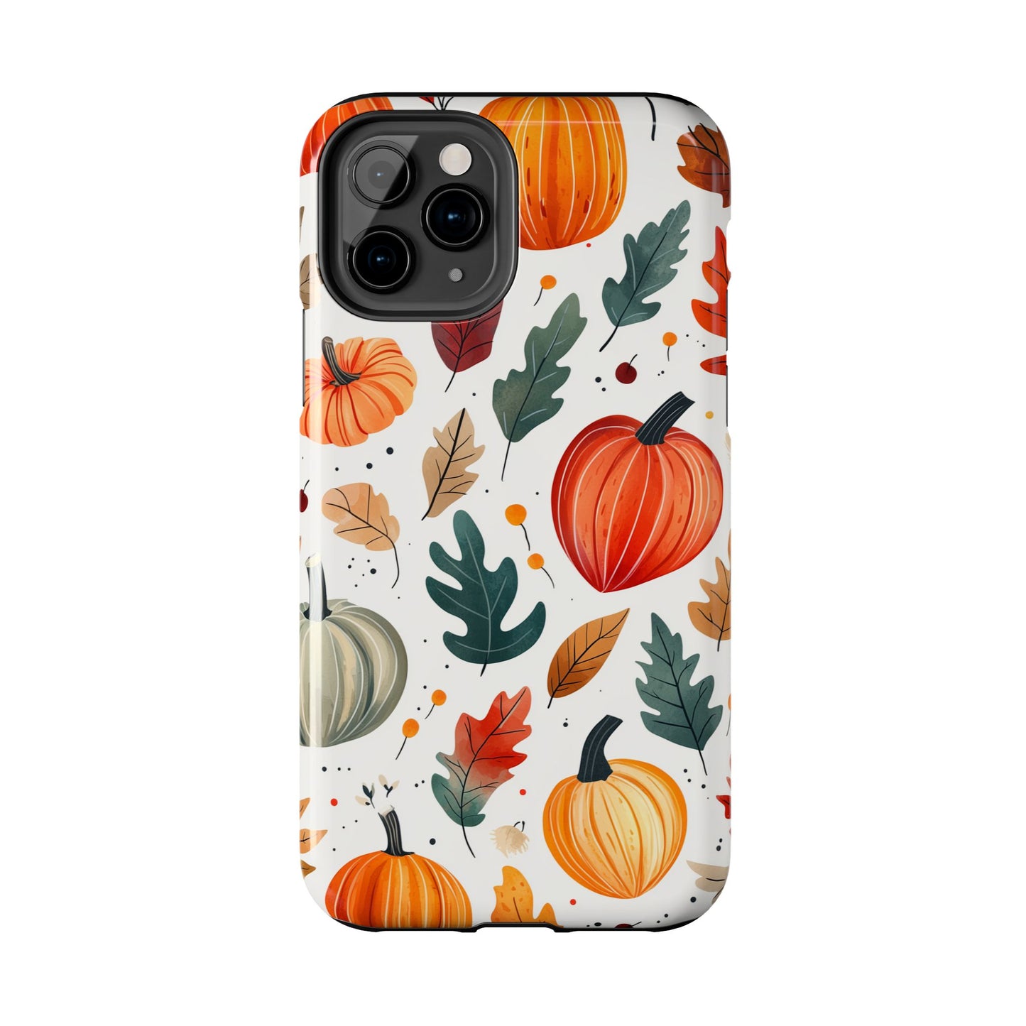 Autumn Harvest iPhone Case - Pumpkin and Fall Leaf Design