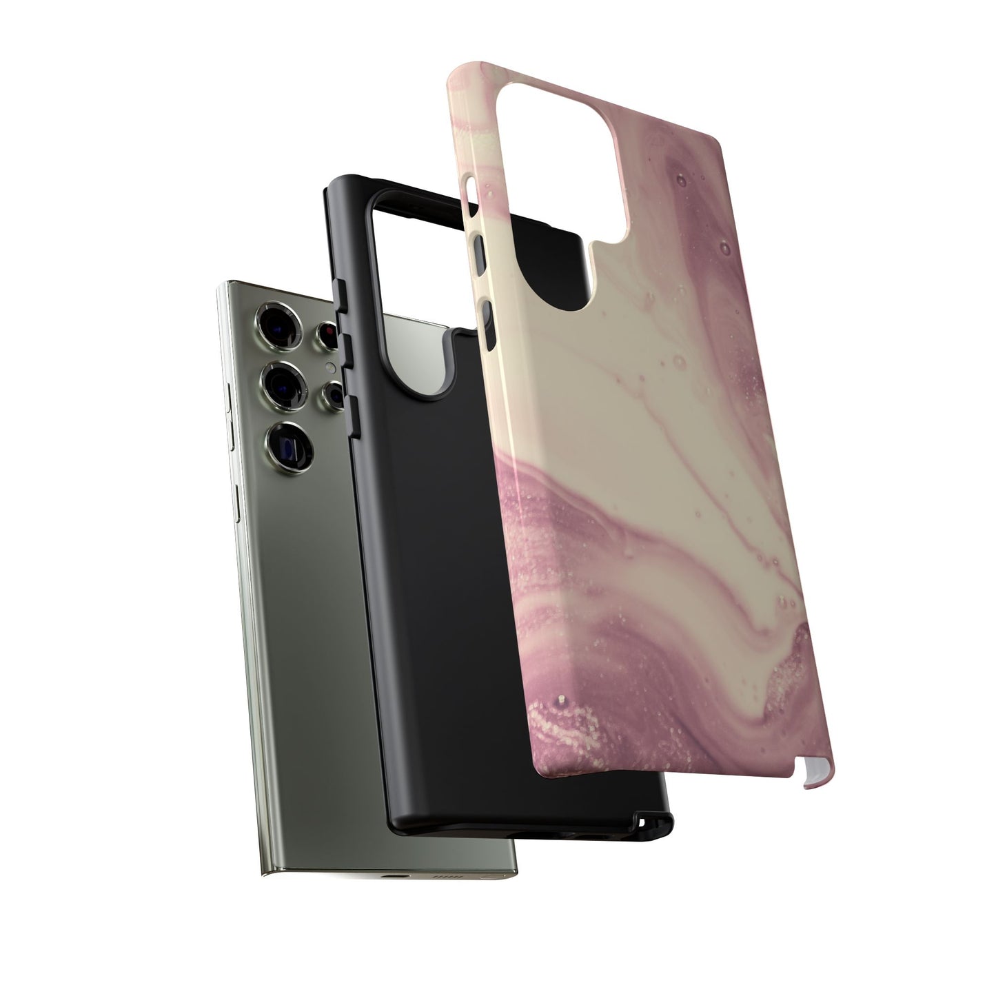 Blush Marble Glow – Samsung Galaxy Case with Rose Gold Swirl Design