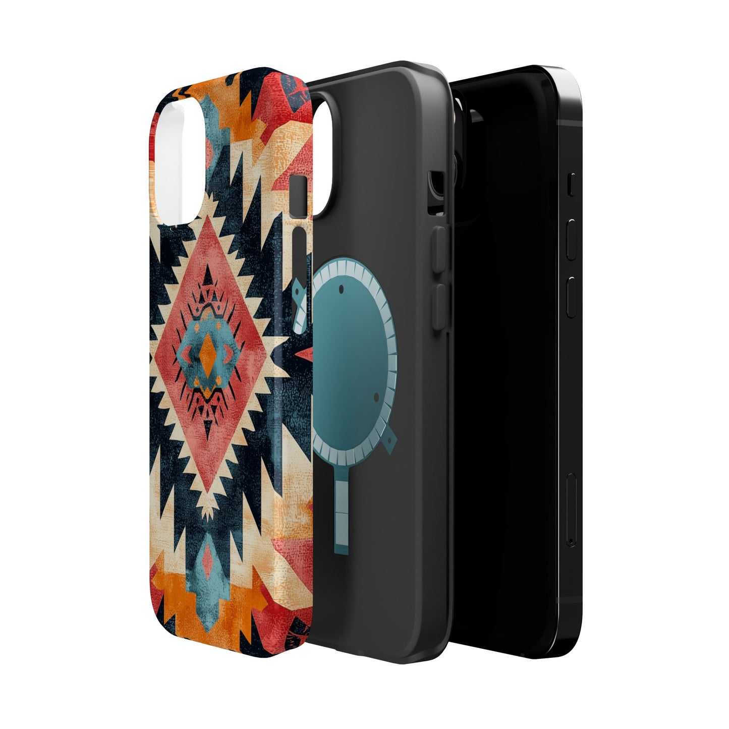 Bold Aztec Pattern Tough MagSafe iPhone Case – Vibrant Geometric Design, Dual-Layer Protection