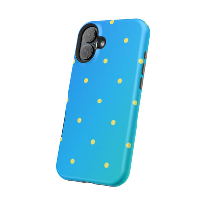 Blue Ocean Gradient Polka Dots MagSafe iPhone Case – Shockproof, Smooth Matte Finish, Dual-Layer Design