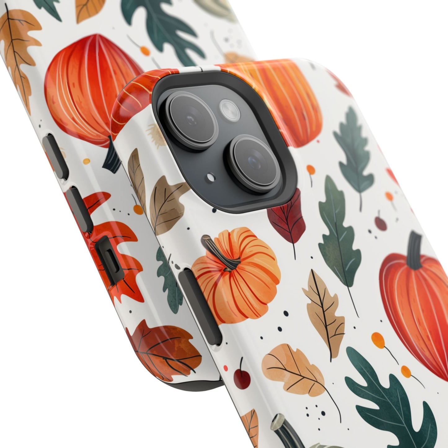 Autumn Harvest MagSafe iPhone Case - Pumpkin and Fall Leaf Design