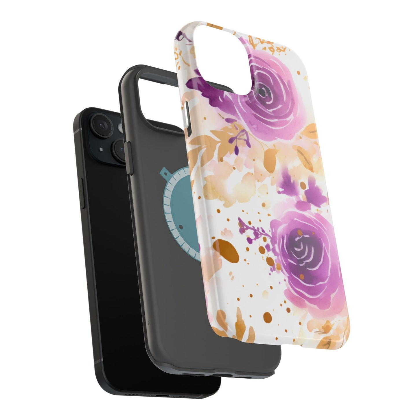 Soft Purple & Gold Floral Splash - MagSafe iPhone Series Case