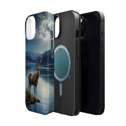 Moonlit Elegance: Stag by the Lake – MagSafe iPhone Case