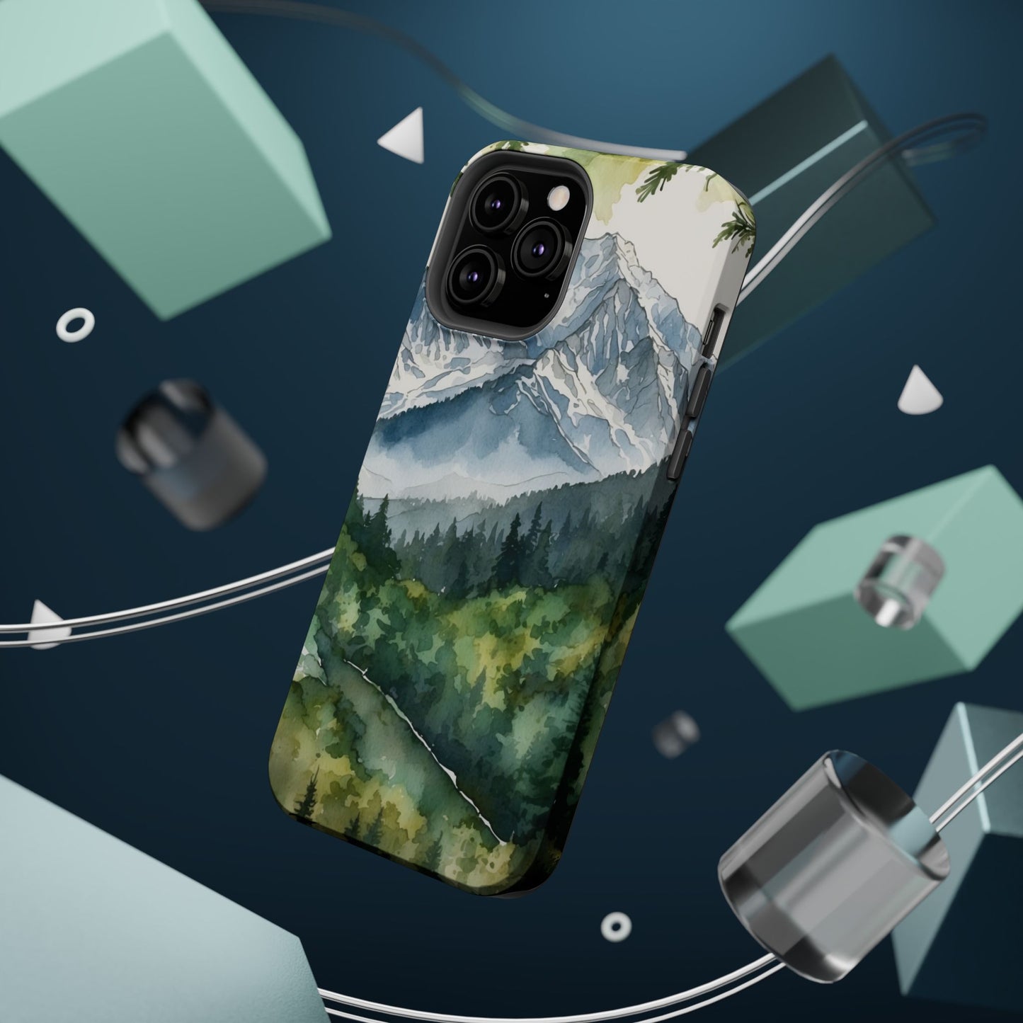 Watercolor Alpine Mountainscape - MagSafe iPhone Case