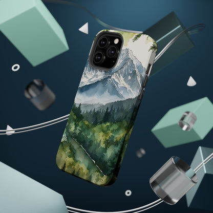 Watercolor Alpine Mountainscape - MagSafe iPhone Case