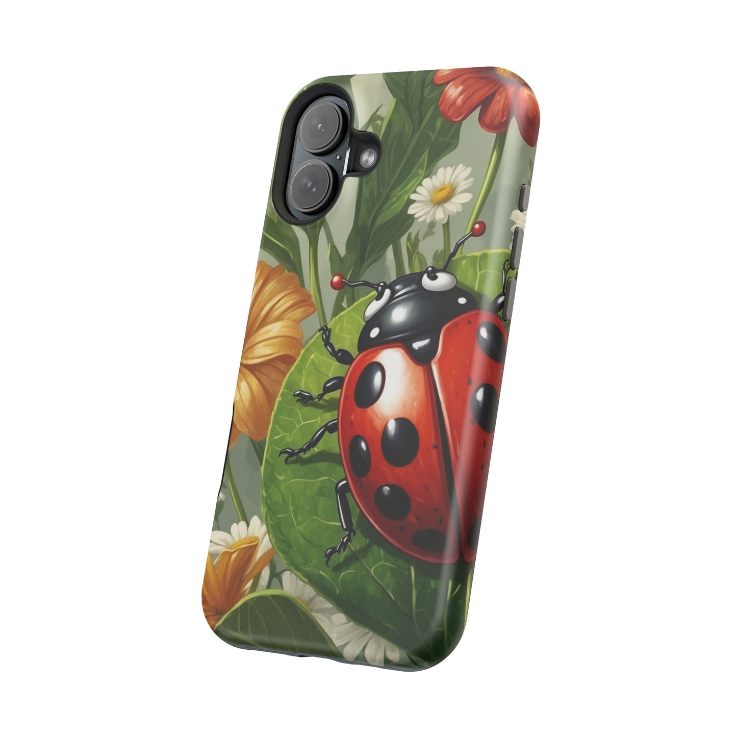 Ladybug Garden MagSafe iPhone Case – Whimsical Floral Design