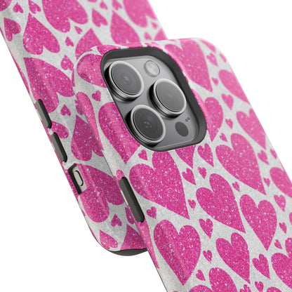 Pink Glitter Hearts Pattern MagSafe Case