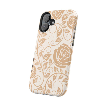 Vintage Rose Vine Tough MagSafe iPhone Case – Elegant Floral Pattern with Dual-Layer Protection