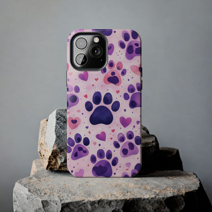 Purple Paw Print iPhone Case - Playful Pet Lover’s Protective Cover