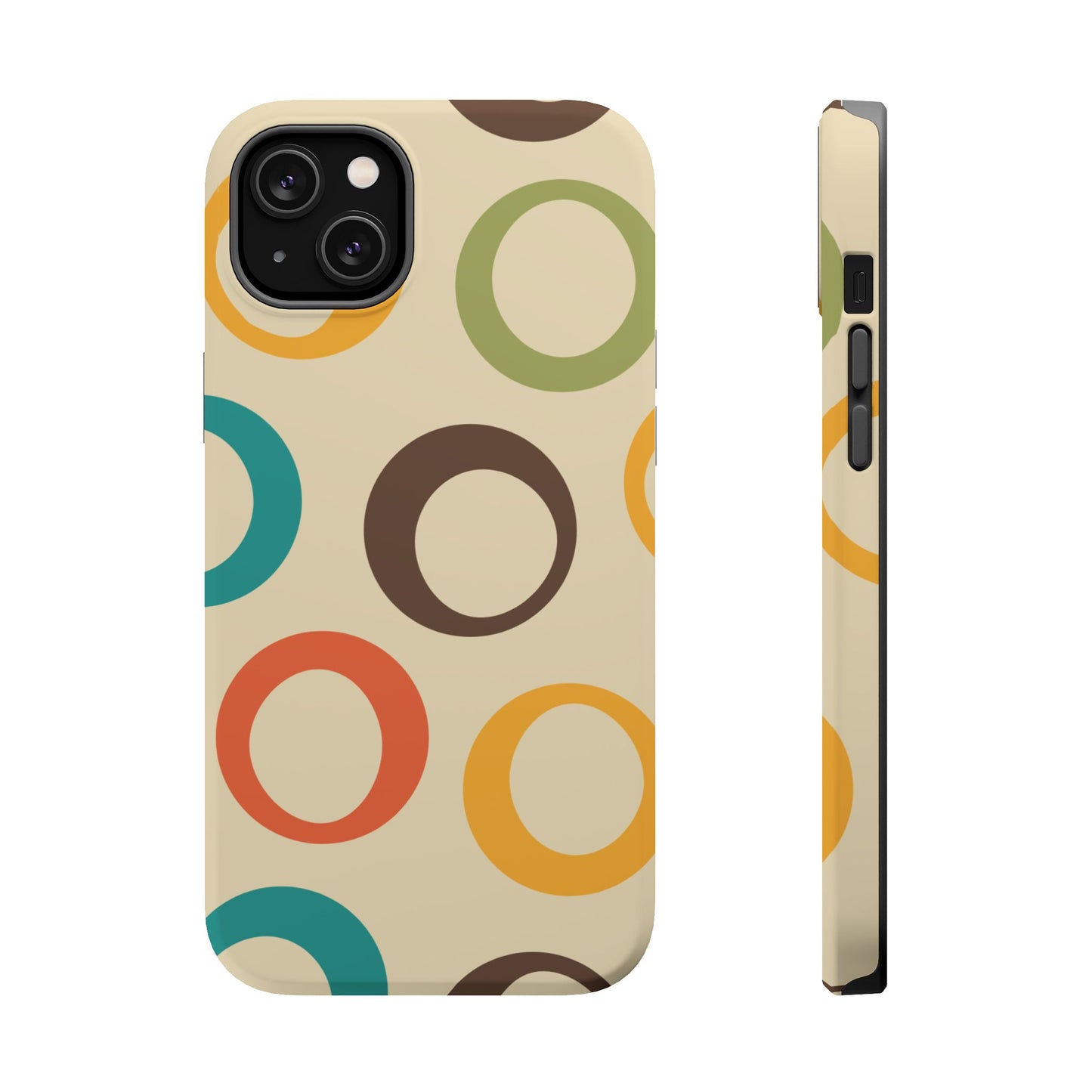 Retro Colorful Rings MagSafe iPhone Case – Shockproof, Matte Finish, Dual-Layer Protection