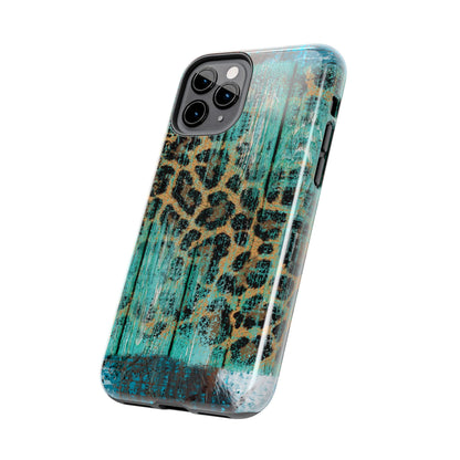 Turquoise Rustic Leopard Wood - iPhone Series Case