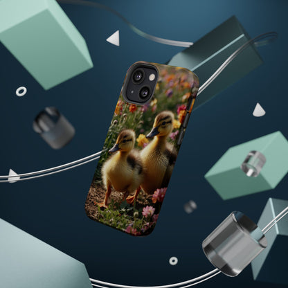 Charming Ducklings in Floral Garden - MagSafe iPhone Case