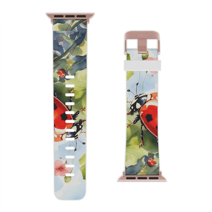 Watercolor Ladybug & Poppy Fields Apple Watch Band