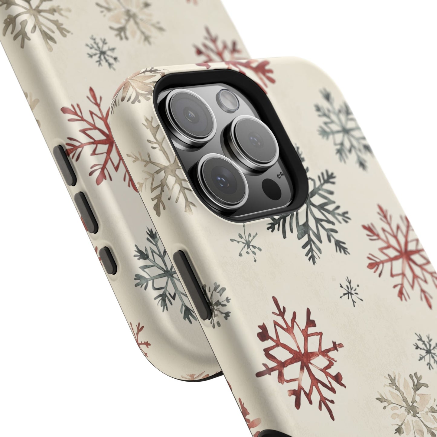 Vintage Red and Gray Snowflake Pattern – MagSafe iPhone Series Case