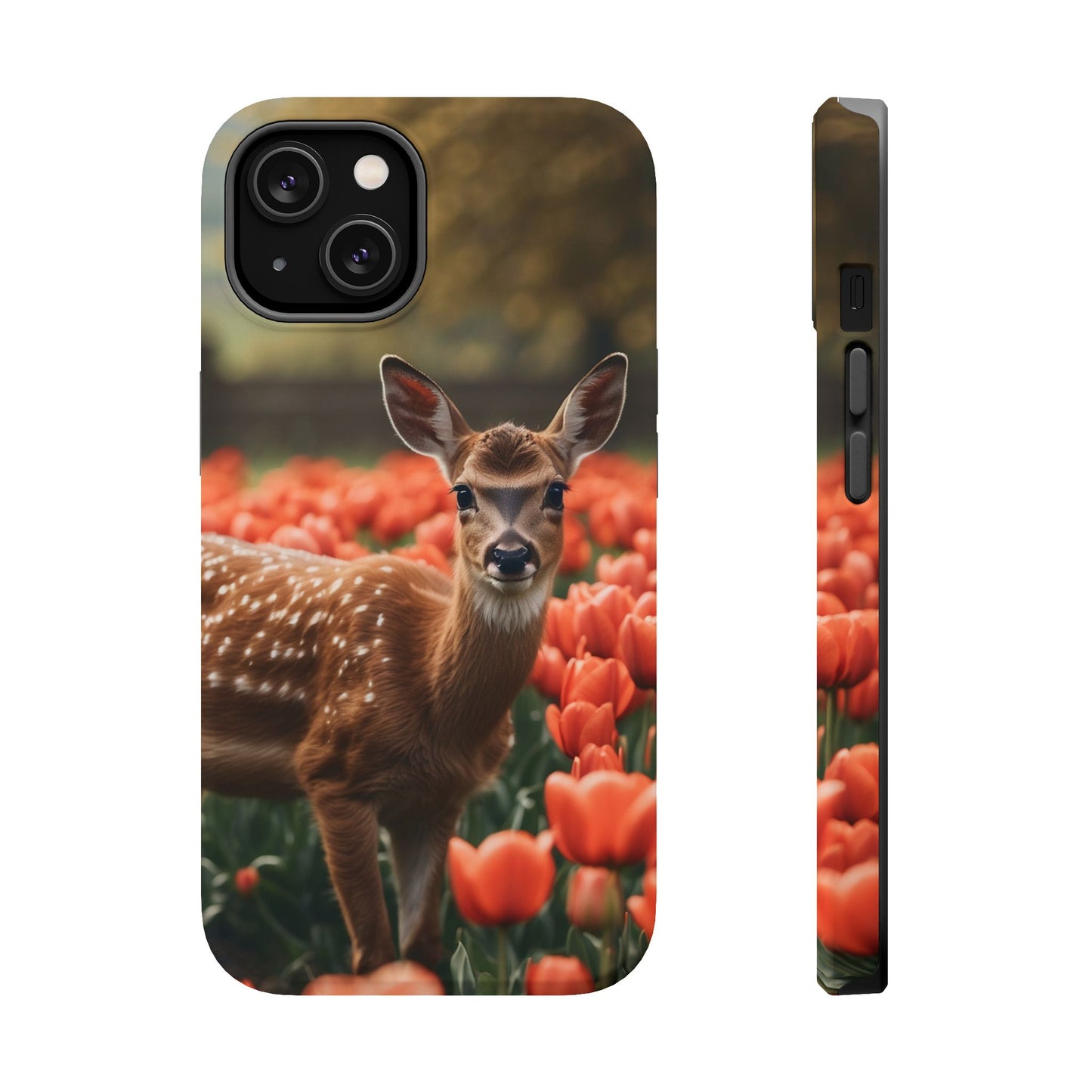 Fawn Among Tulips MagSafe iPhone Case