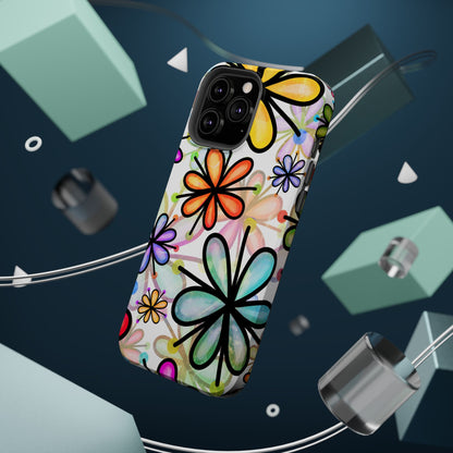 Retro Floral Pop MagSafe iPhone Case – Ultra-Slim Design, High-Gloss Finish