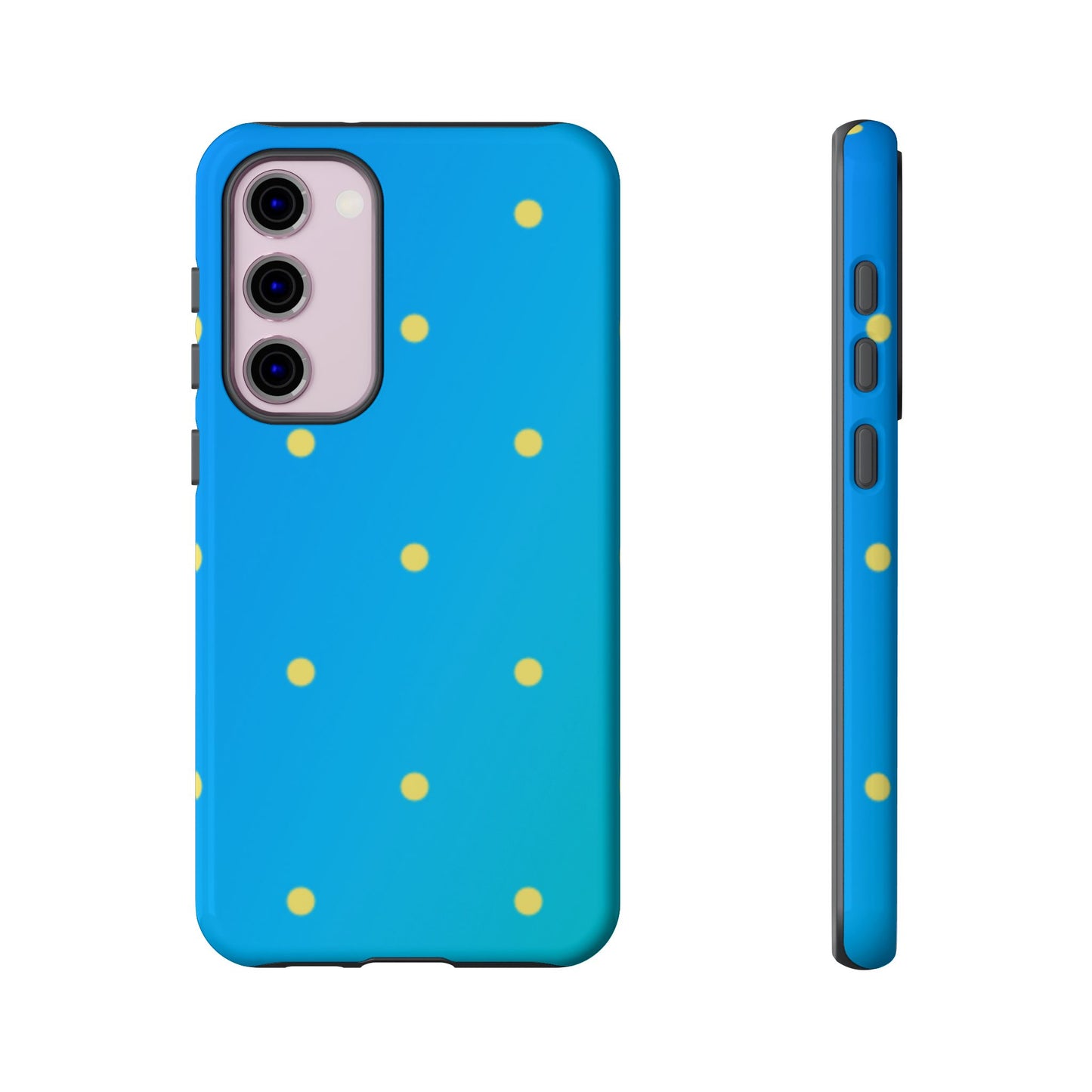 Blue Ocean Gradient Polka Dots Samsung Galaxy Case – Shockproof, Smooth Matte Finish, Dual-Layer Design