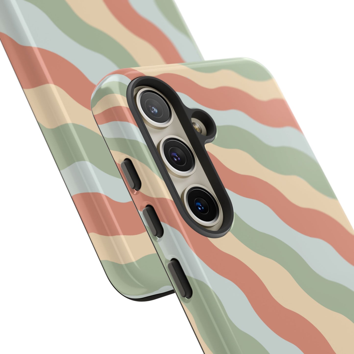 Earthy Retro Waves Samsung Galaxy Case – 70s-Inspired Wavy Stripes in Soft Green, Cream, and Rust