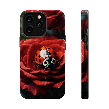 Elegant Rose & Ladybug Charm - MagSafe iPhone Case