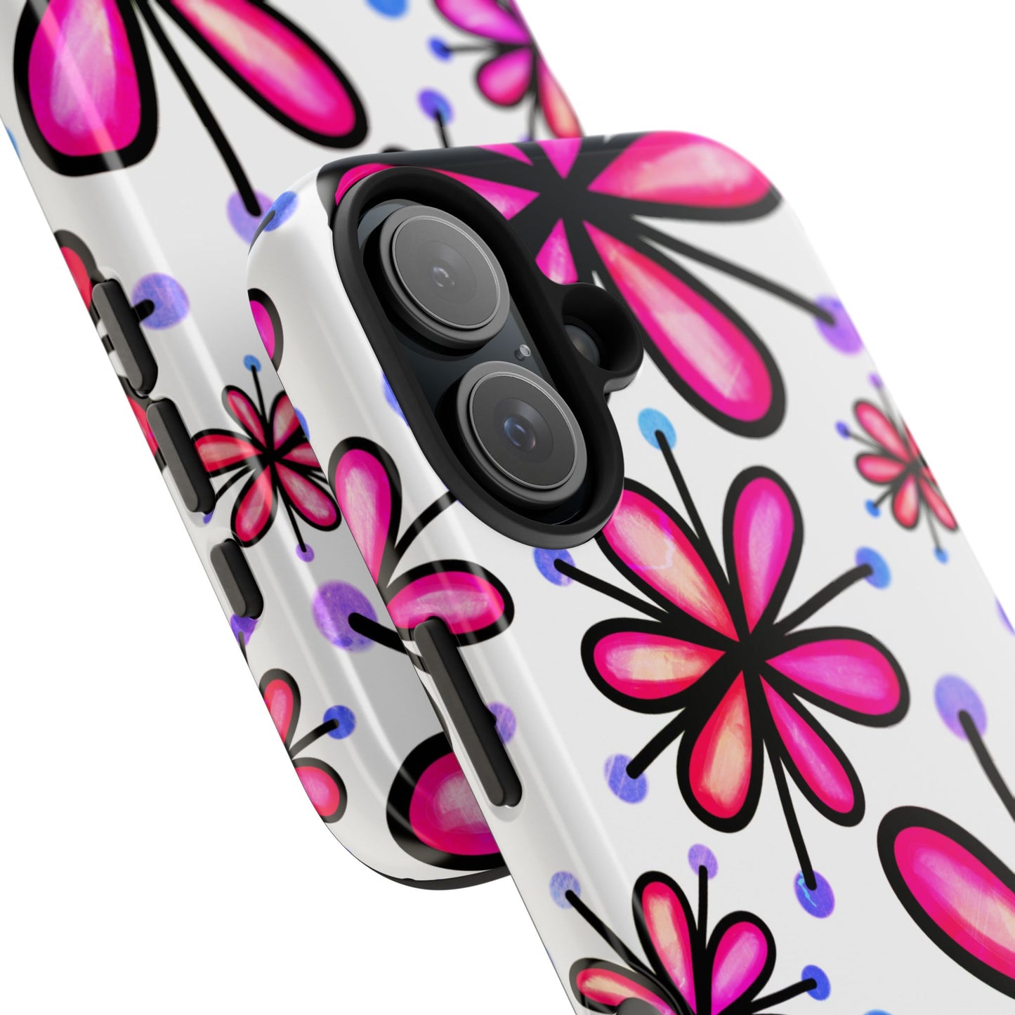 Pink Retro Bloom iPhone Case – Ultra-Slim Design, Glossy Finish