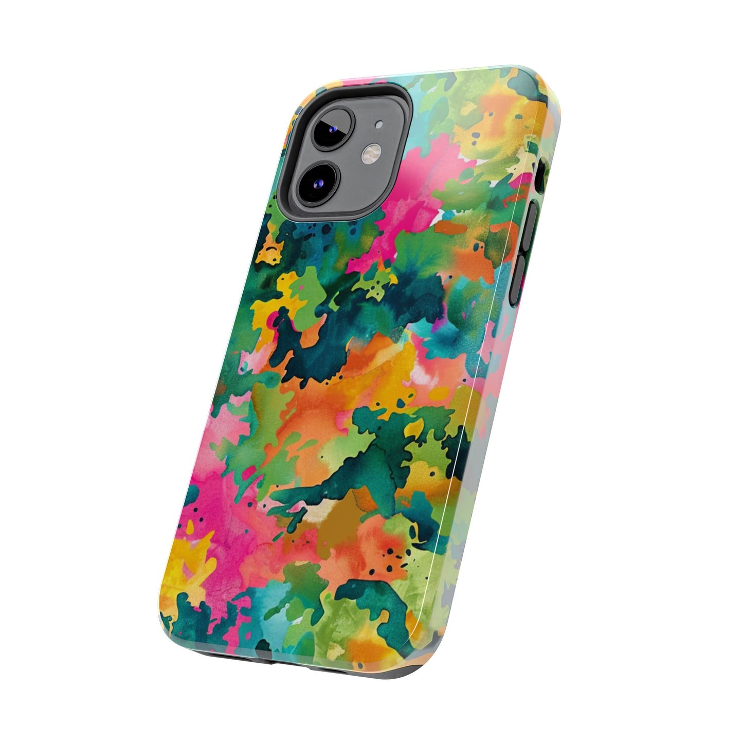 Vibrant Watercolor Splash iPhone Case – Bold Multicolor Artistic Design