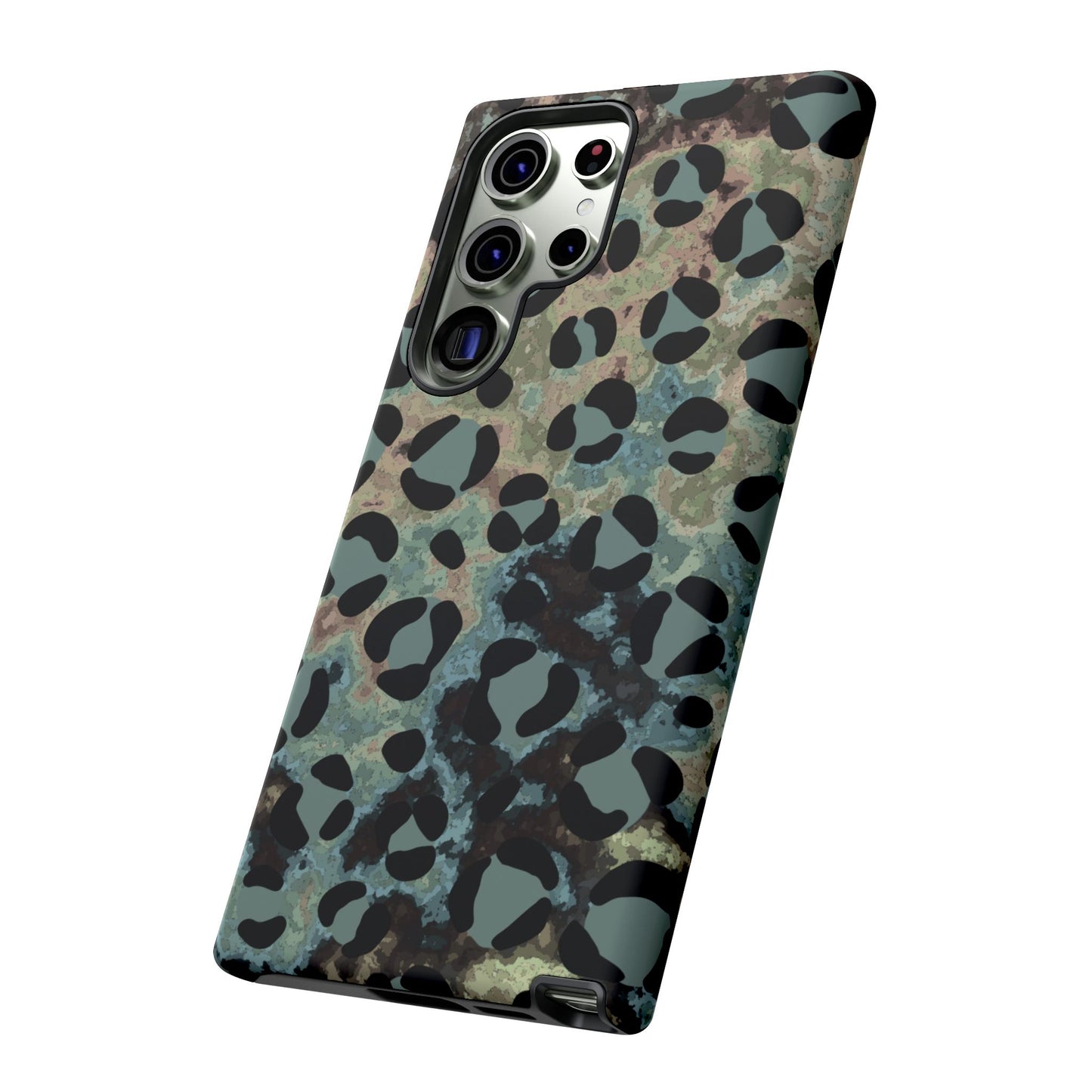 Moody Watercolor Leopard Print Tough Samsung Galaxy Case – Earthy Abstract Pattern with Dual-Layer Protection