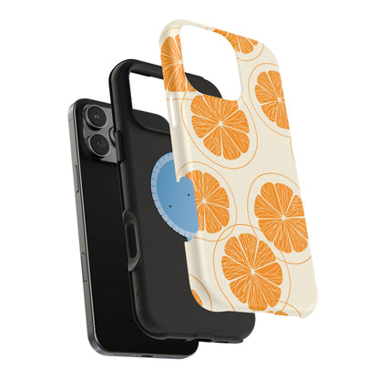 Citrus Burst Pattern Tough MagSafe iPhone Case – Bold Orange Design, Shockproof Protection