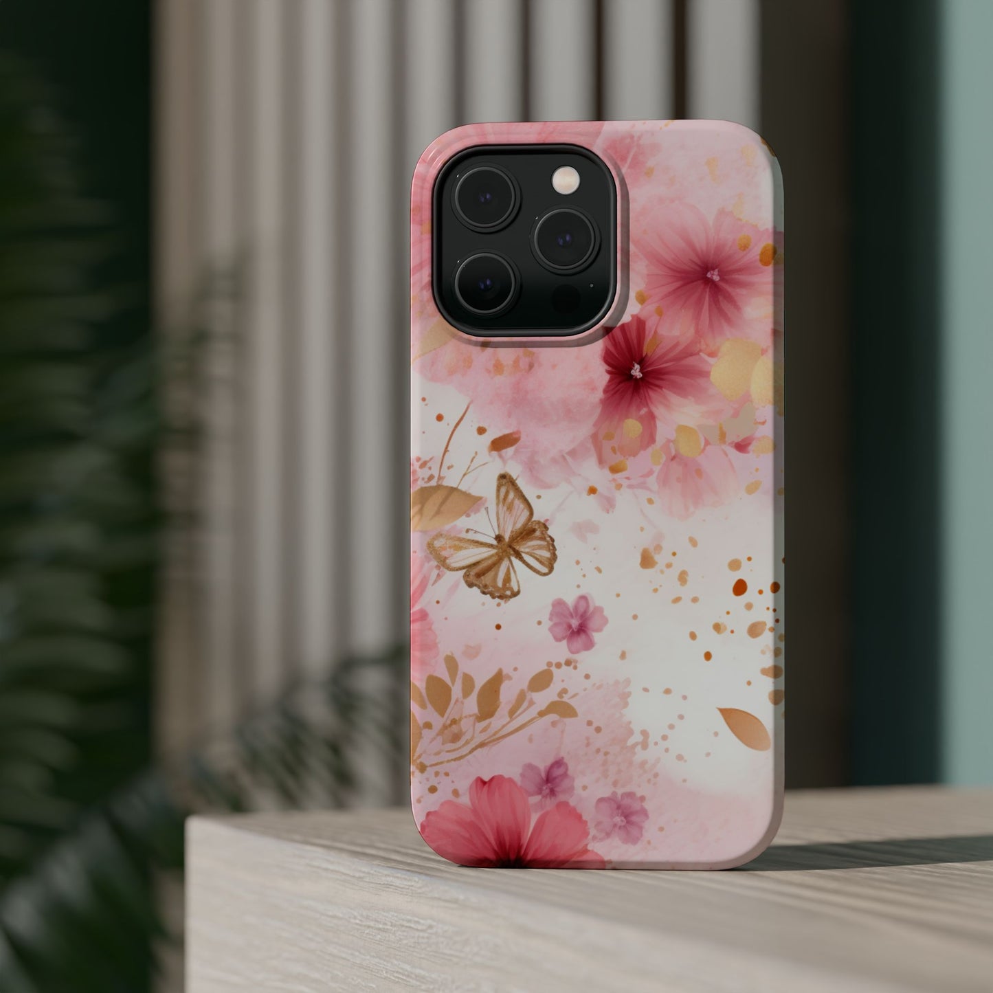 Blush Pink Floral Butterfly - MagSafe iPhone Case