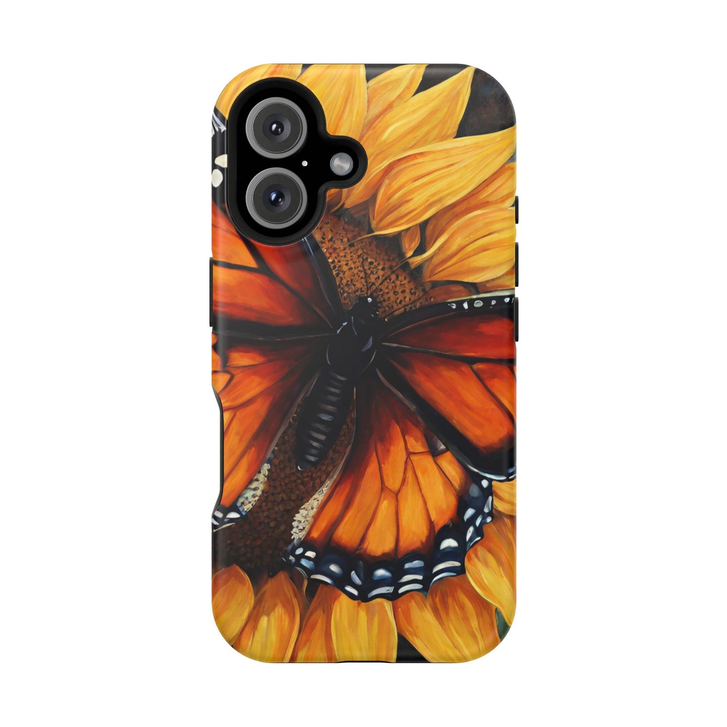 Monarch Butterfly & Sunflower Art – MagSafe iPhone Case