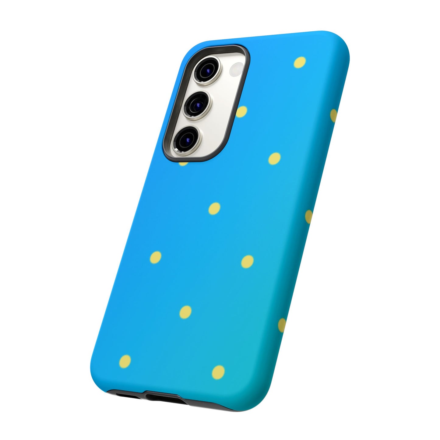 Blue Ocean Gradient Polka Dots Samsung Galaxy Case – Shockproof, Smooth Matte Finish, Dual-Layer Design