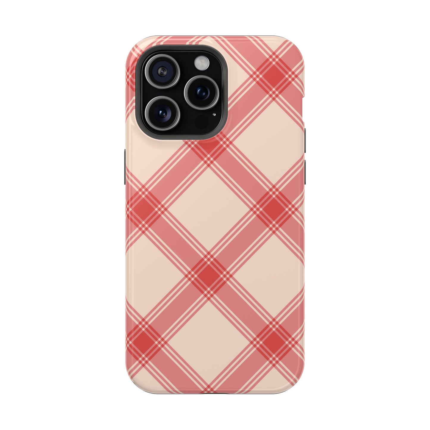 Soft Peachy Red Plaid MagSafe Case