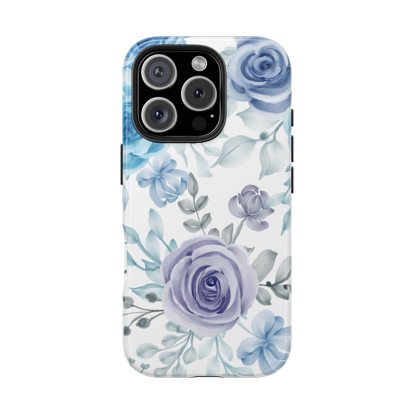 Elegant Blue & Violet Roses iPhone Case – Luxurious Floral Design for Chic Device Protection