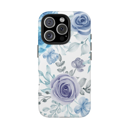 Elegant Blue & Violet Roses iPhone Case – Luxurious Floral Design for Chic Device Protection