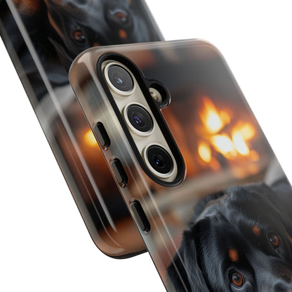 Warm Rottweiler by the Fireplace Samsung Galaxy Case – Rustic Charm for Dog Lovers