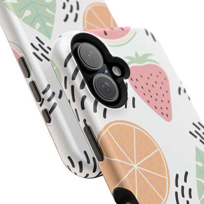 Tropical Fruit Fiesta Tough MagSafe iPhone Case – Fun Watermelon, Pineapple, and Citrus Design