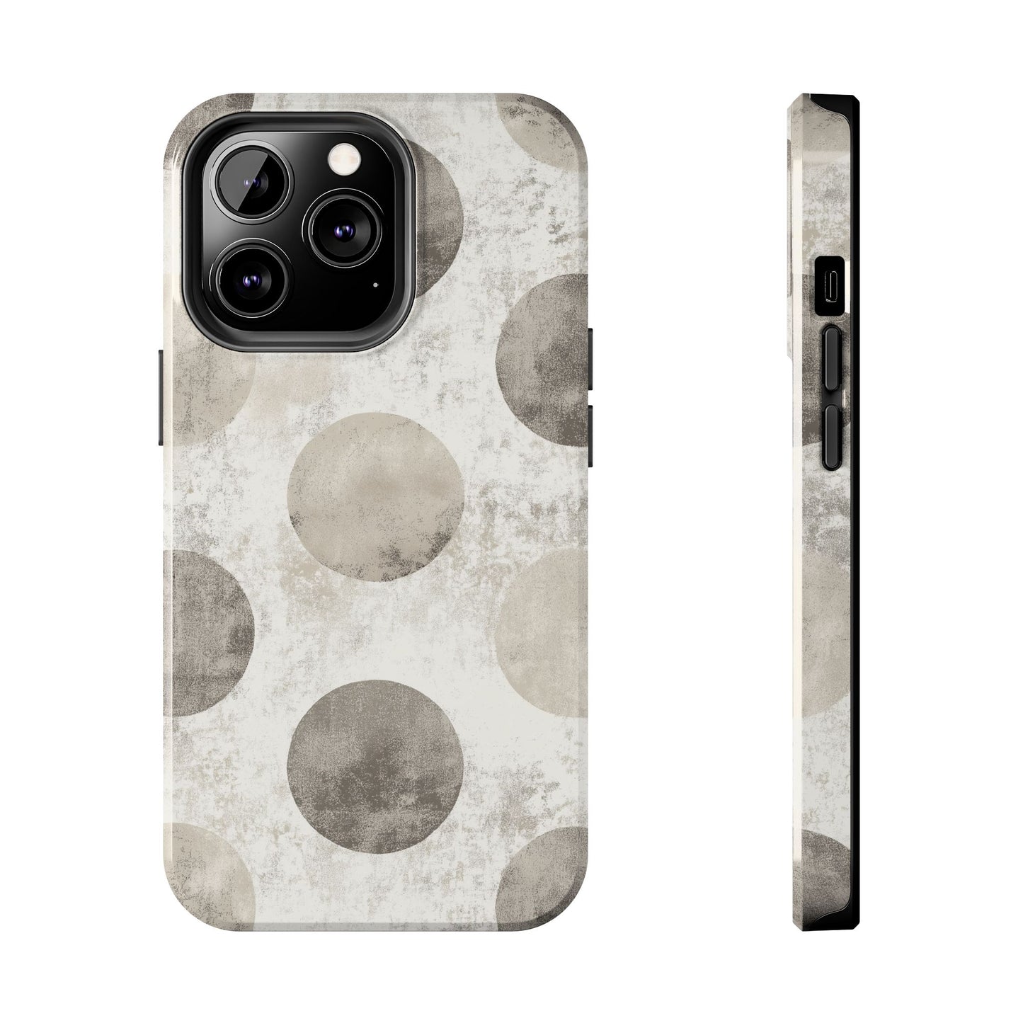 Vintage Polka Dot iPhone Case - Minimalist Neutral Protective Cover