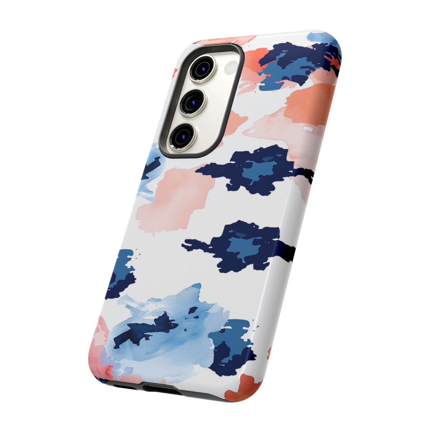 Abstract Coral & Navy Watercolor Design – Samsung Galaxy Case