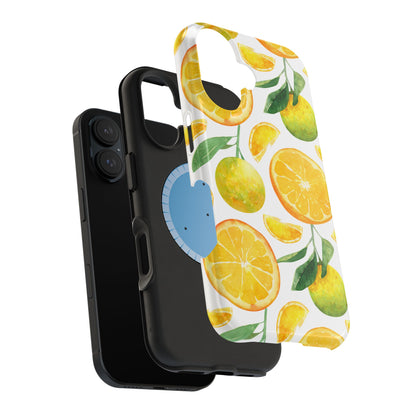 Sunny Citrus Grove Tough MagSafe iPhone Case – Watercolor Orange Design, Dual-Layer Protection